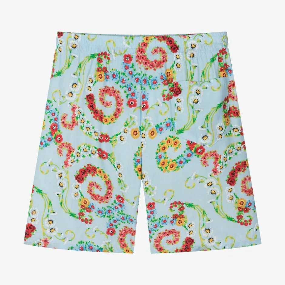 Versace Boys Blue Floral Barocco Shorts Online