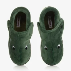 Chipmunks Boys Green Dinosaur Velcro Slippers New