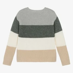 Il Gufo Boys Grey Striped Wool Sweater