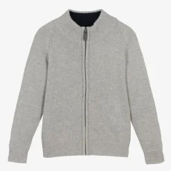 Il Gufo Boys Grey Wool Zip-Up Cardigan Outlet
