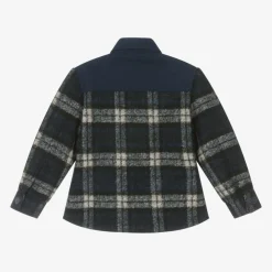 KENZO KIDS Boys Navy Blue Check Shacket Online