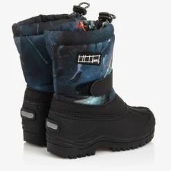 Molo Boys Navy Blue Dinosaur Snow Boots Hot