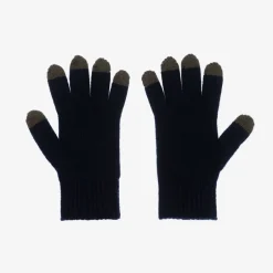 Moncler Enfant Boys Navy Blue Knitted Wool Gloves New