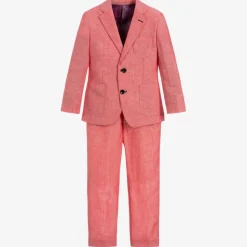 Romano Boys Red Linen Suit Online
