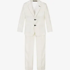 Romano Boys White Linen & Cotton Suit Best