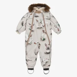 Molo Girls Beige Bunny Rabbit Snowsuit Outlet
