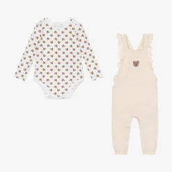 Guess Girls Beige Cotton Babysuit Gift Set Hot