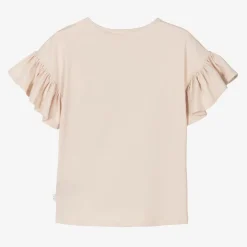 Molo Girls Beige Cotton Floral Dove T-Shirt Clearance
