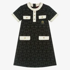 AIGNER Girls Black & Gold Cotton Dress Online