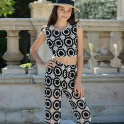 Nessi Byrd Girls Black Crochet Trousers Sale