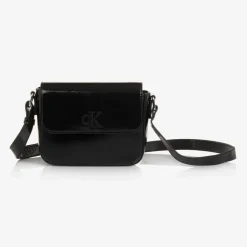 Calvin Klein Girls Black Faux Leather Handbag (20cm) Discount