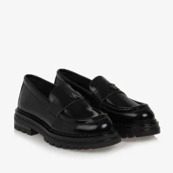 Calvin Klein Girls Black Faux Leather Loafers New