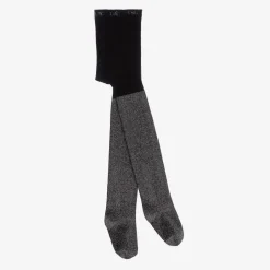 Boboli Girls Black Glitter Cotton Tights New