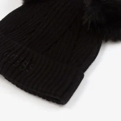 Guess Girls Black Knit Pom-Pom Hat Hot