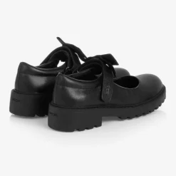 Geox Girls Black Leather School Shoes New