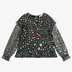 Stella McCartney Kids Girls Black Star Print Chiffon Blouse Outlet