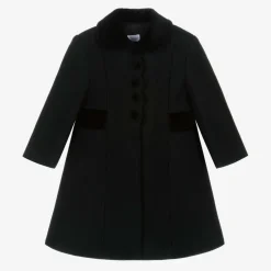 Ancar Girls Black Wool & Velvet Coat Hot