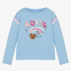 Guess Girls Blue Cotton Sequin Top