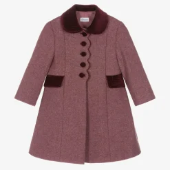Ancar Girls Burgundy Red Wool & Velvet Coat Outlet