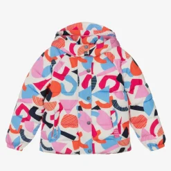 Joyday Girls Ivory & Pink Showerproof Puffer Coat Clearance