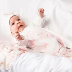 Sofija Girls Ivory Cotton Peacock Babysuit Set Clearance