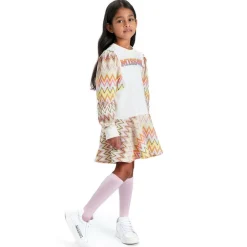 Missoni Girls Ivory Cotton Zigzag Dress Outlet