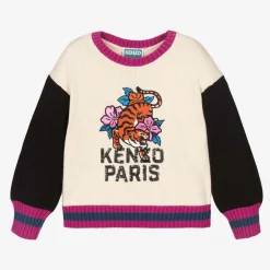 KENZO KIDS Girls Ivory Embroidered Tiger Sweater Sale