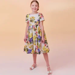 Dolce amp; Gabbana Girls Ivory Leather DG Heeled Sandals Outlet