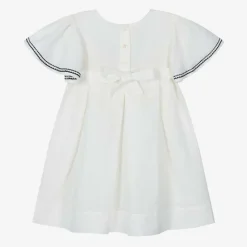 Powell Craft Girls Ivory Linen & Cotton Dress Online