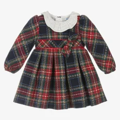 Mayoral Girls Navy Blue & Red Check Dress Online