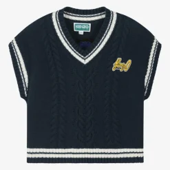 KENZO KIDS Girls Navy Blue Cotton Knit Slipover Online