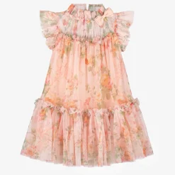 Angels Face Girls Pale Pink Floral Dress Peach New