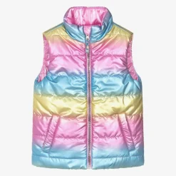 Hatley Girls Pink & Rainbow Reversible Gilet New