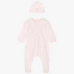Emile et Rose Girls Pink Cotton Babygrow & Hat Set Online