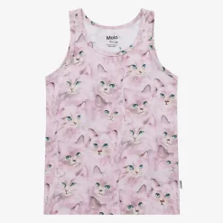 Molo Girls Pink Cotton Kitten Vests (2 Pack)