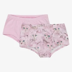 Molo Girls Pink Cotton Kitten Knickers (2 Pack) Hot