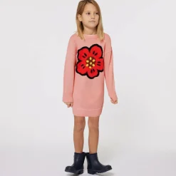 KENZO KIDS Girls Pink Cotton Knit Boke Flower Dress
