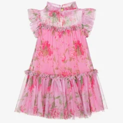 Angels Face Girls Pink Floral Tulle Dress Begonia Best