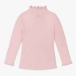 Il Gufo Girls Pink Frill Polo Neck Wool Jumper Online