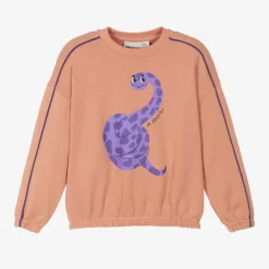 Mini Rodini Girls Pink Organic Cotton Snake Sweatshirt Beige Online