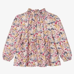 Il Gufo Girls Pink Viscose Floral Blouse Outlet