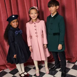 Ancar Girls Pink Wool & Velvet Coat Sale