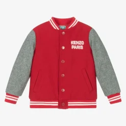 KENZO KIDS Girls Red & Grey K Flower Varsity Jacket Sale