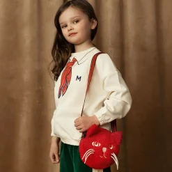 Mini Rodini Girls Red Bouclé Cat Bag (15cm)