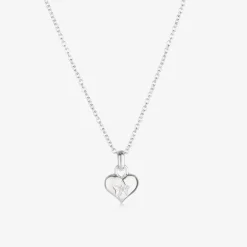 Little Star Girls Sterling Silver Diamond Heart Necklace (38cm) Online
