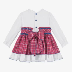 Miranda Girls White & Pink Check Dress Best