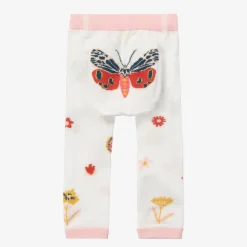 Powell Craft Girls White & Pink Cotton Butterfly Leggings Discount