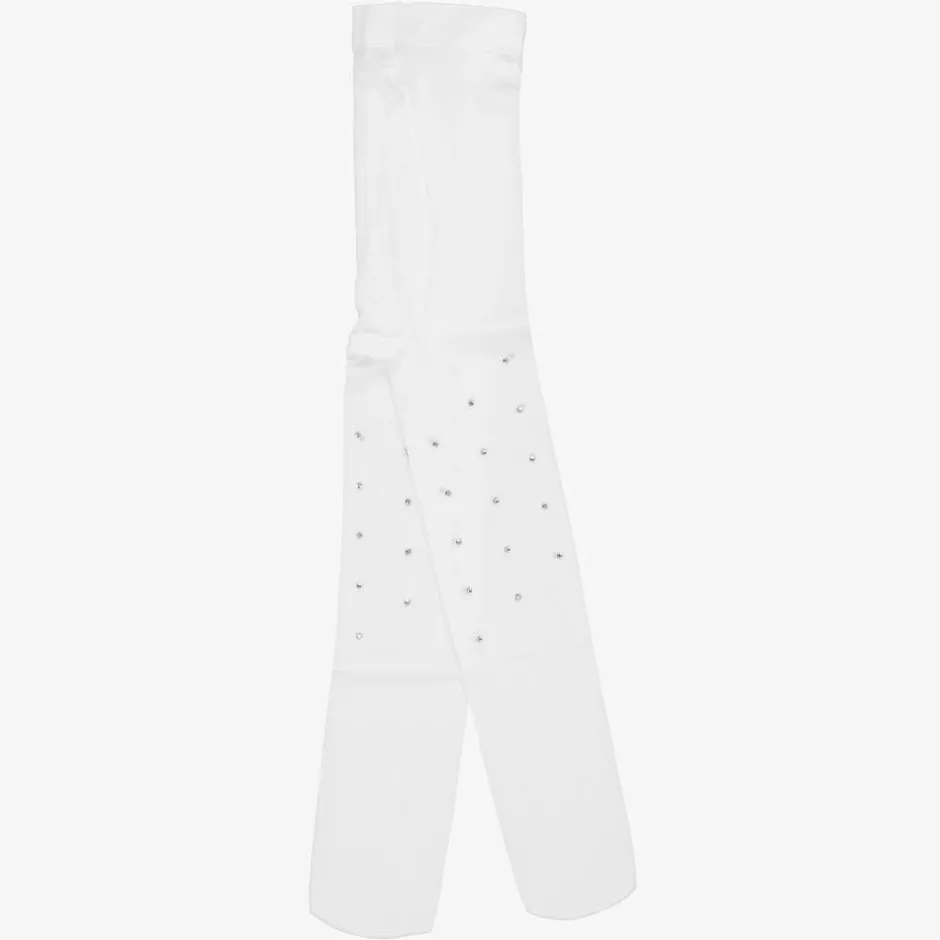 Sevva Girls White Diamanté Tights Discount