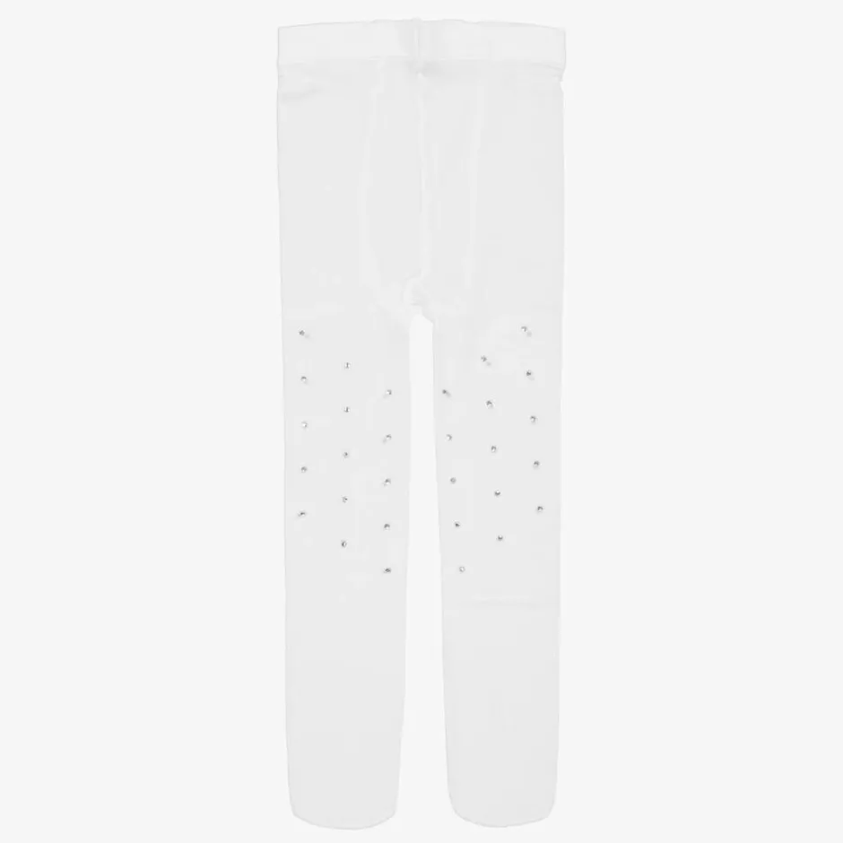 Sevva Girls White Diamanté Tights Discount