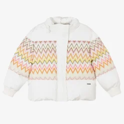 Missoni Girls White Zigzag Down Puffer Jacket Online